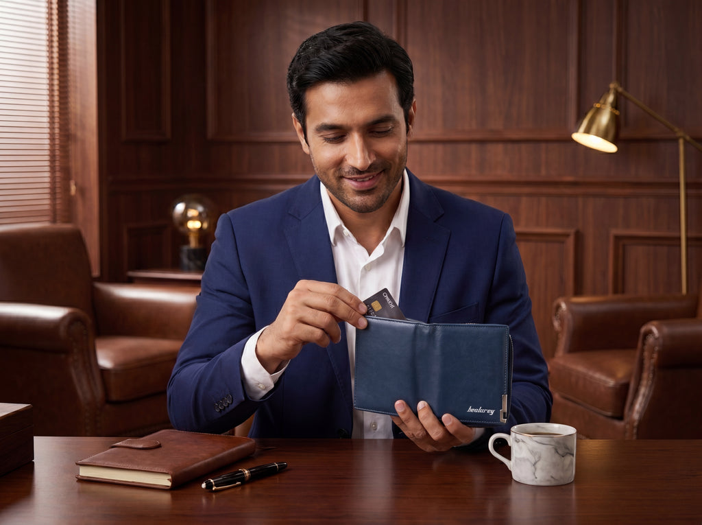Leather Zipper Wallet with Wrist Strap