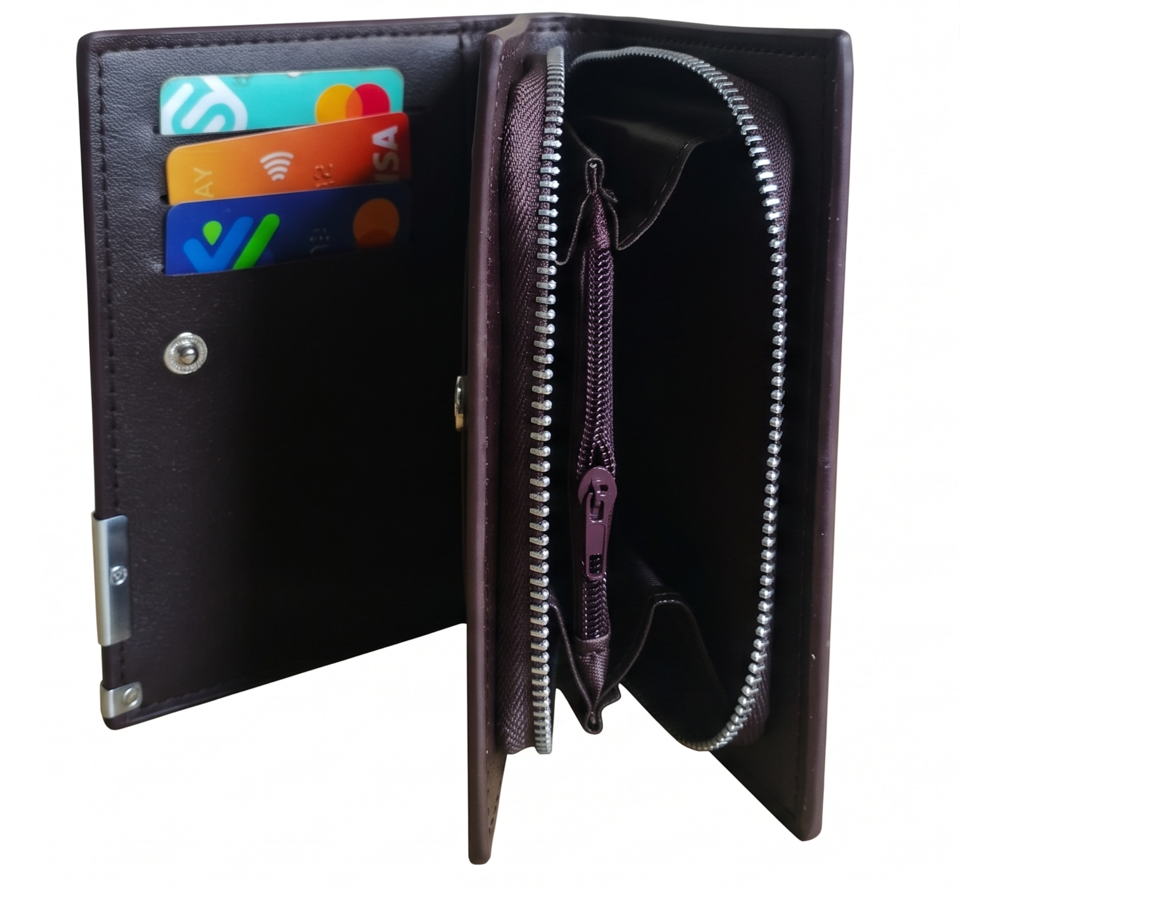 Leather Zipper Wallet with Wrist Strap